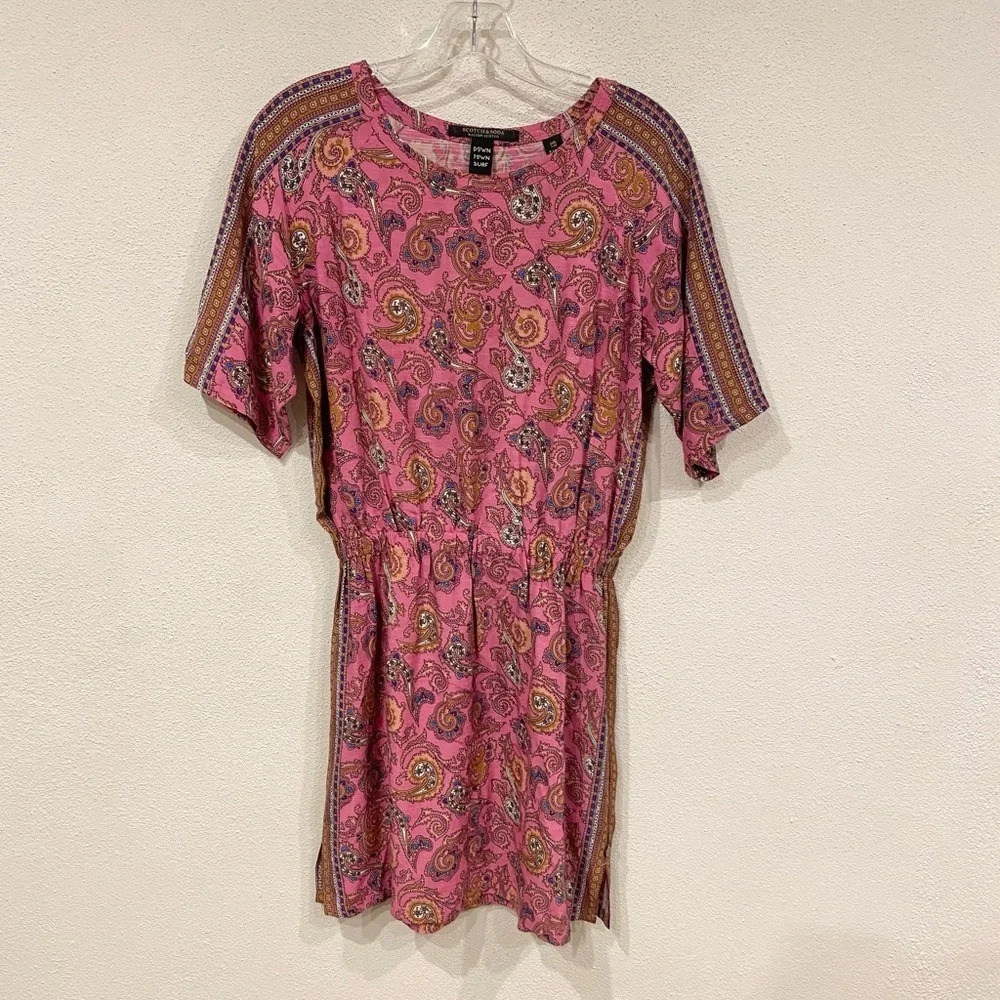 Scotch & Soda Maison Scotch Pink Paisley Mini Dress Size Petite XS EUC